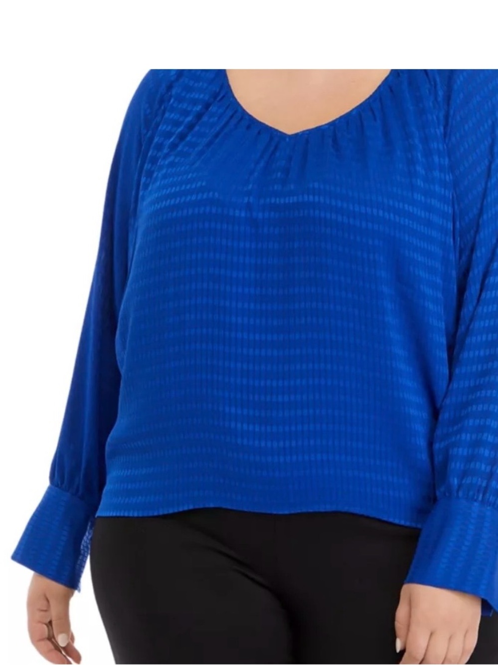 Calvin Klein Royal Blue Long-Sleeve Peasant Blouse